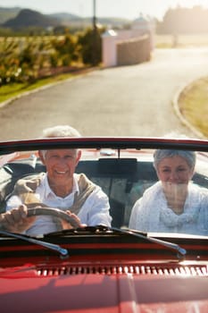 Time is a great teacher. a senior couple going on a road trip