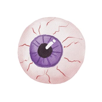 Halloween human eye isolated on white. Watercolor illustration