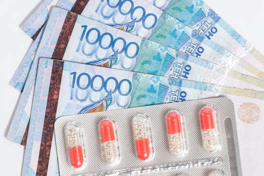 Rising prices for medical services and medicines in Kazakhstan concept.