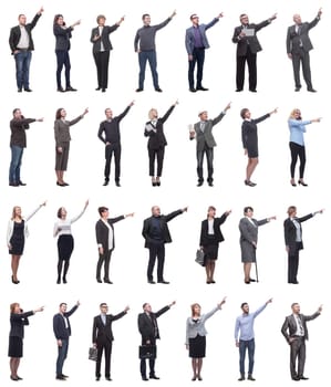 group of business people showing thumbs up isolated on white background