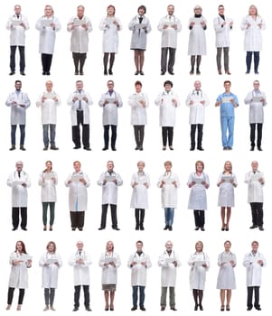 group of doctors with clipboard isolated on white background