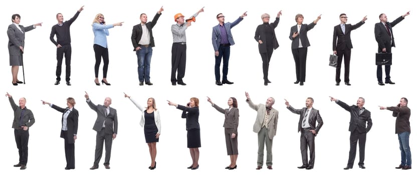 group of business people showing thumbs up isolated on white background