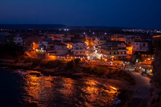 The village of Le Castella by night, Calabria, Italy
