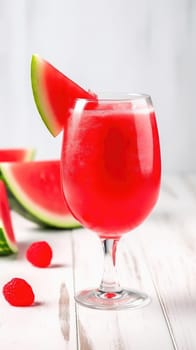 Fresh watermelon cocktails with slices of watermelon. Generative AI.