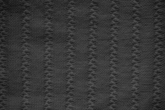 Detail Pattern Knit. Abstract Woolen Design. Closeup Handmade Winter Background. Structure Pattern Knit. Dark Linen Thread. Nordic Christmas Blanket. Weave Plaid Garment. Knitted Print.