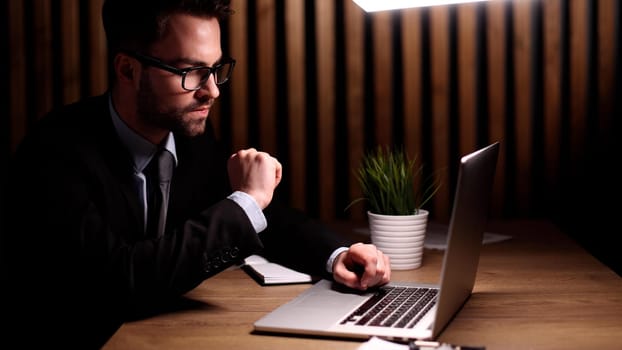 Portrait man, businessman, company founder, office worker sitting in the office