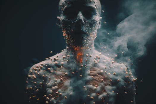 Oncology. Cancer cells. Chemotherapy. treatment for malignant in a human body caused by carcinogens and genetics with a cancerous cell as an immunotherapy symbol and medical therapy.