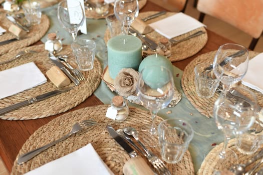 Wedding table decoration.Wedding rustic style.
