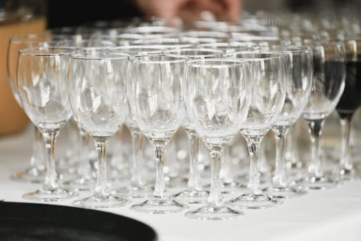 Glasses champagne or wine for wedding reception