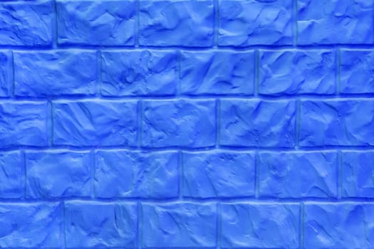 Blue abstract pattern decorative brick blocks wall texture background.