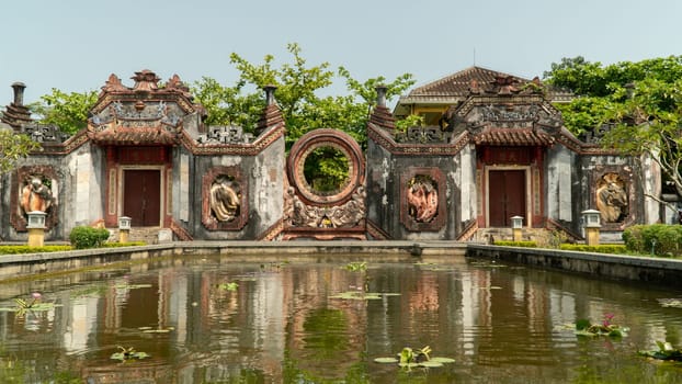 temple with reflection in the pond in the garden. High quality photo