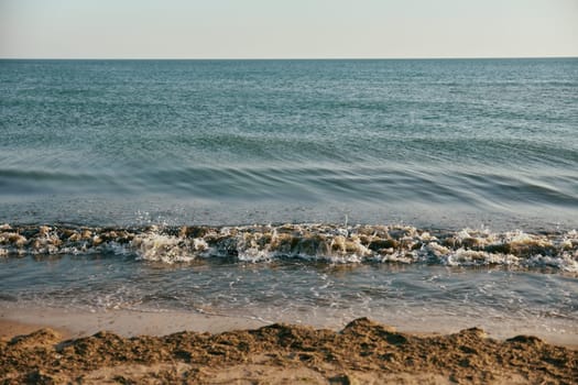 seascape in calm, sunny weather at sunset. High quality photo