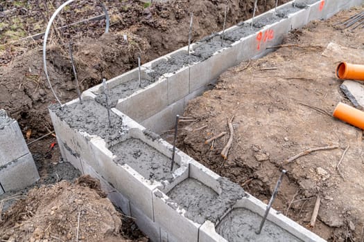 concreting of the foundation of a new building under construction. High quality photo