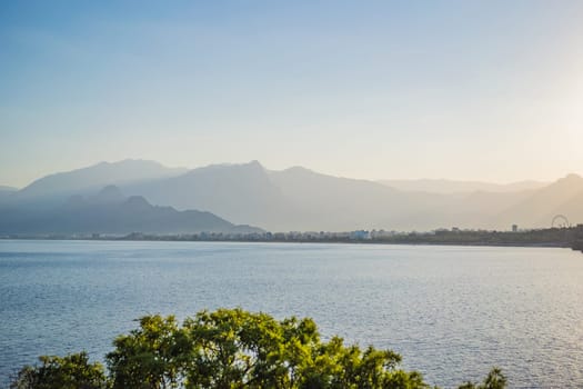 Antalya sea and mountain views, sea in Turkey Antalya City. Turkiye.