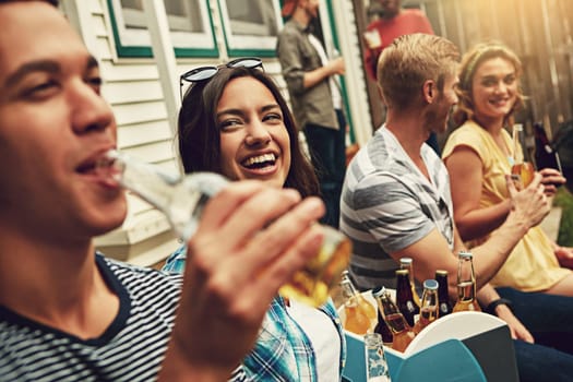 Awesome friends are all you need. a group of friends enjoying a party outdoors