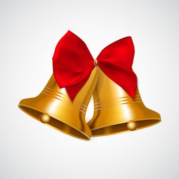 Christmas Bell with Red Bow Vector Illustration EPS10