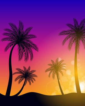 Beautifil Palm Tree Leaf Silhouette Background Vector Illustration EPS10