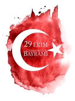 29 Ekim Cumhuriyet Bayrami kutlu olsun. Translation: 29 october Republic Day Turkey and the National Day in Turkey, Happy holiday. Vector Illustration EPS10