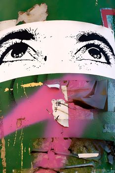 Photo of Eyes sticker, urban art in Milan