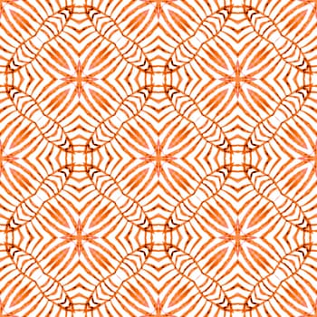 Organic tile. Orange good-looking boho chic summer design. Textile ready creative print, swimwear fabric, wallpaper, wrapping. Trendy organic green border.