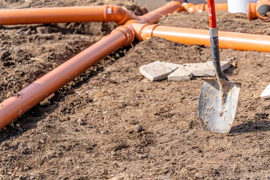 plastic PVC pipes for the construction of rain and waste sewerage and water supply. construction of a new house.