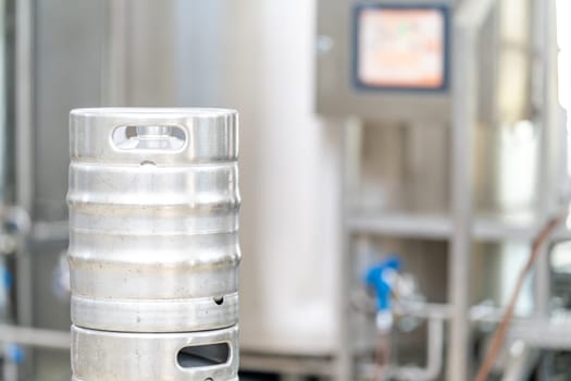 beer barrels with beer in a brewery. High quality photo