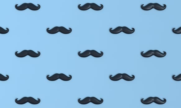 Pattern Mustache icon on blue background. 3d rendering