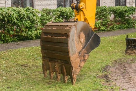 Tractor Bucket Excavator Heavy Shovel Scoop Equipment Industrial Machinery Construction Site.