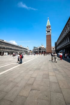 Venice, Italy - 06/08/2009 - Tourists visiting San Marco square in Venice in summer