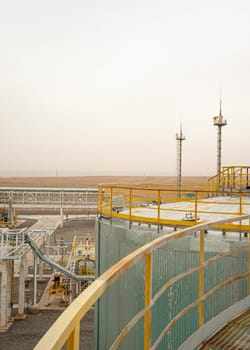 An oil and gas engineering and industrial construction. Panorama of the factory
