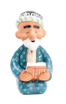 A grand father, clay oriental souvenir on a white background