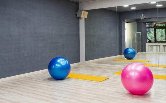 The exercise balls in the sports complex