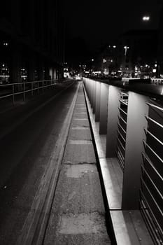 Vertical shot of a pathway beneath the city tunnel exit in Duesseldorf, Germany