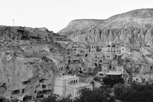 Ancient rock city Cavusin Church in Cappadocia, Turkey