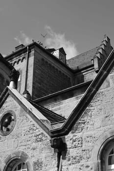 Vertical shot of the former Realschule Hoher Weg in Goslar, Germany