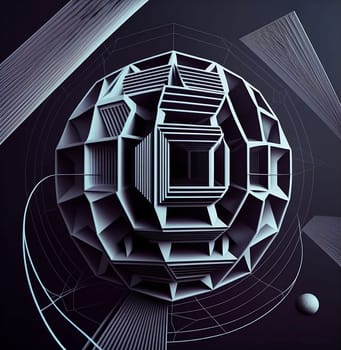 Wireframe psychedelic composition. Anti-design concept of geometry distortion and deformation. Illustration.