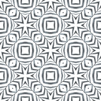 Textile ready enchanting print, swimwear fabric, wallpaper, wrapping. Black and white exceptional boho chic summer design. Summer exotic seamless border. Exotic seamless pattern.