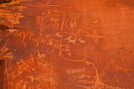 Historical Petroglyphs in the Valley of Fire State Park in Nevada, USA