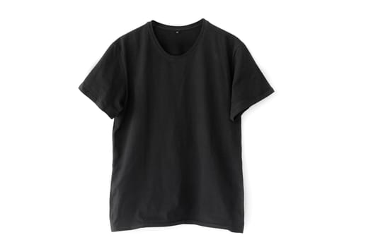 Black tee shirt mockup isolated on white background