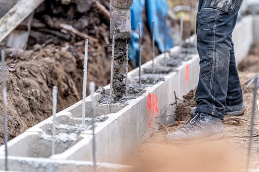 concreting of the foundation of a new building under construction. High quality photo