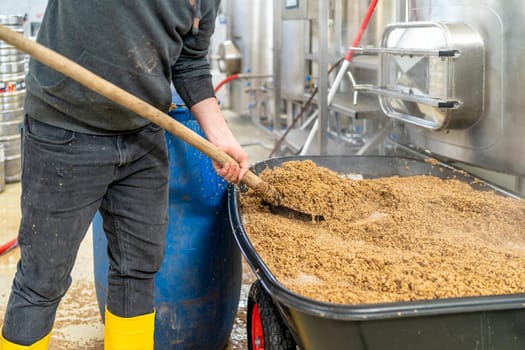disposal of residual malt after brewing beer in the brewery.