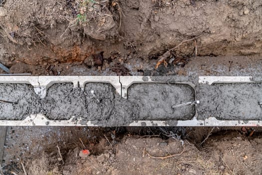 concreting of the foundation of a new building under construction. High quality photo