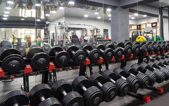 The dumbbells in the sports complex