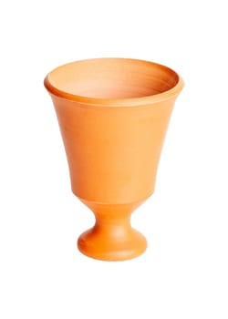 A brown clay bowl isolated on a white background