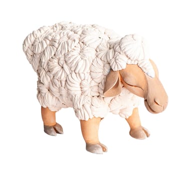 A lamb, clay oriental souvenir on a white background