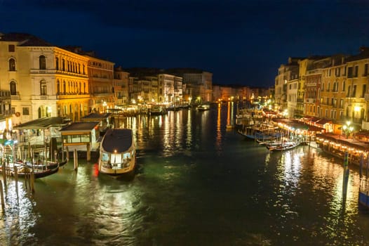 Venice, Italy - 06/08/2009 - View on the Grand Canal at night