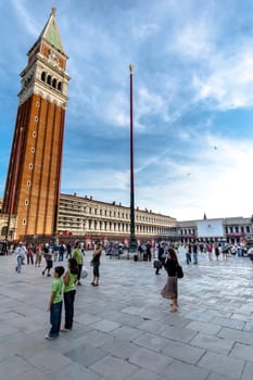 Venice, Italy - 06/08/2009 - Tourists visiting San Marco square in Venice in summer