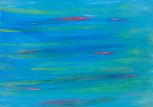 An abstract illustration oil painting with blue striped design