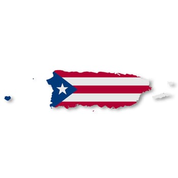 A Puerto Rico flag map on white background with clipping path 3d illustration