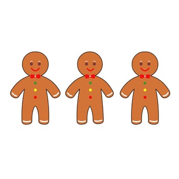 Three smiling gingerbread men.